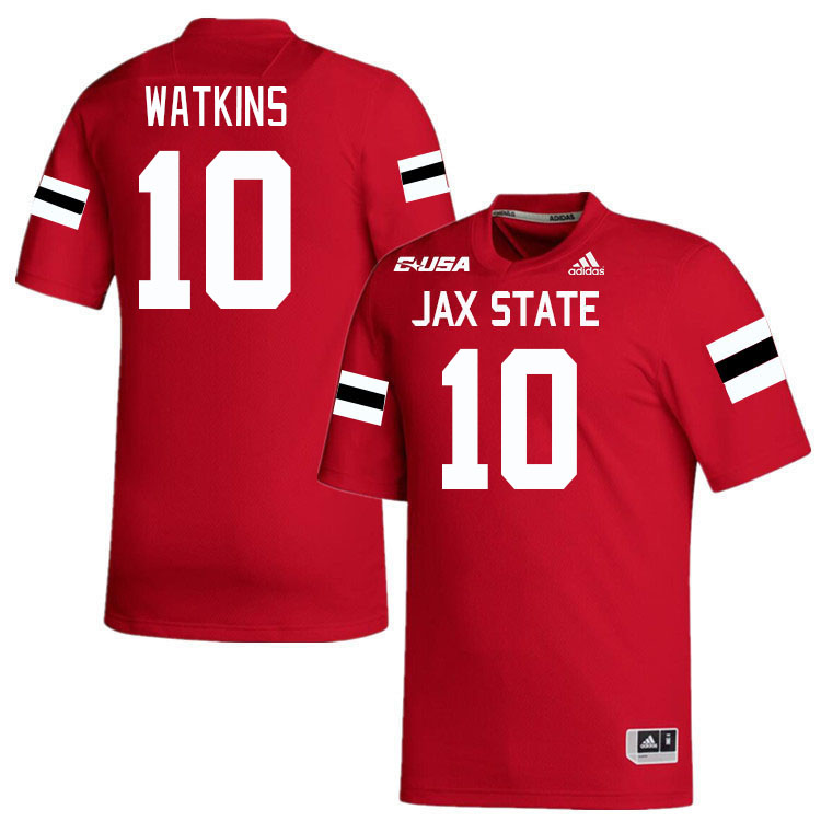 #10 AJ Watkins Jacksonville State Gamecocks College Football Jerseys Stitched-Red